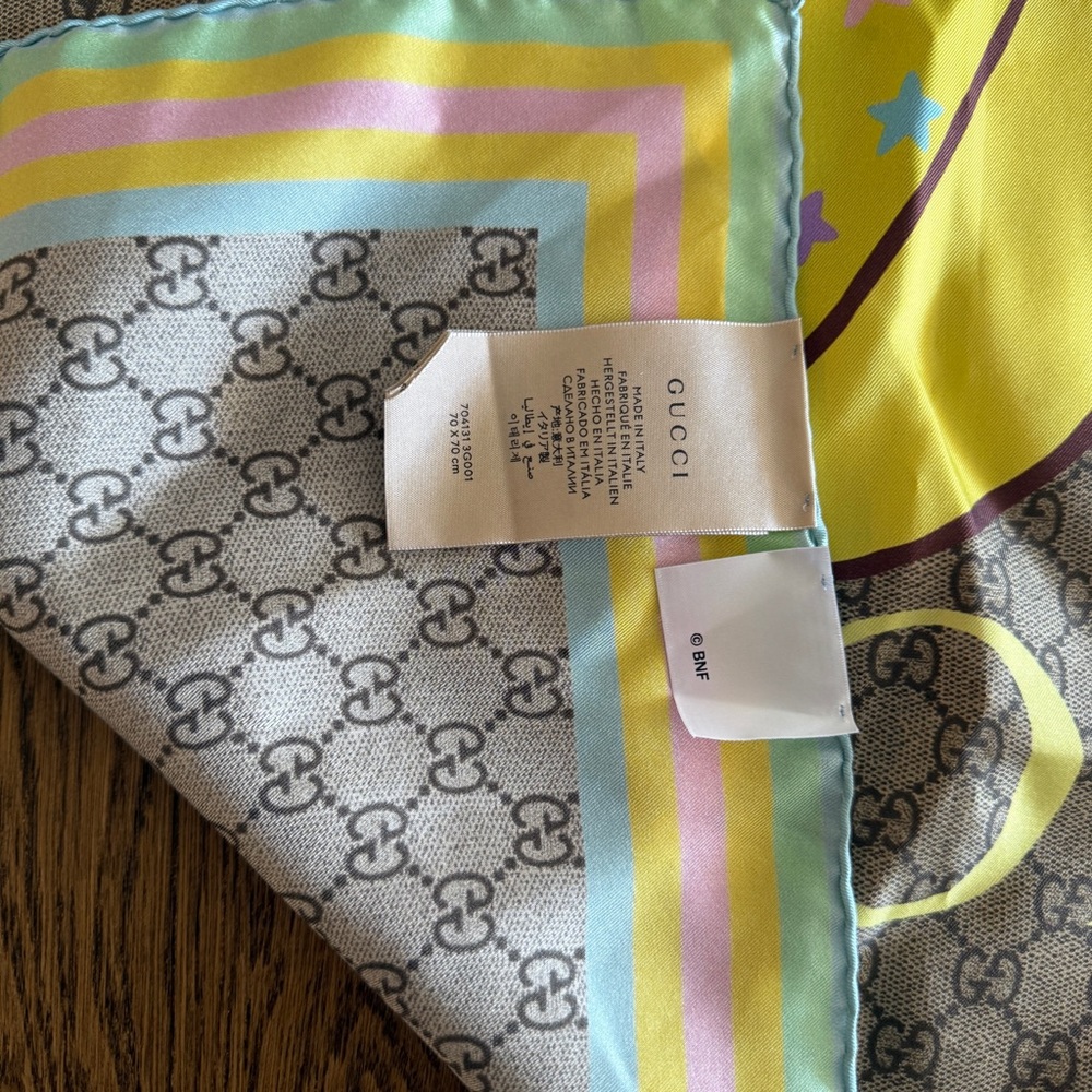 NWT Gucci Multicolor Cat and Banana Scarf - Picture 5 of 7